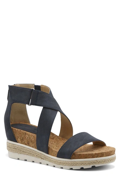 Shop Adrienne Vittadini Cecilia-1 Wedge Sandal In Navy