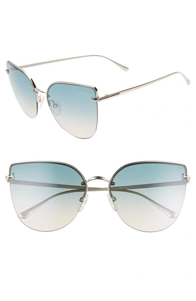 Shop Tom Ford Ingrid 60mm Cat Eye Sunglasses In Rose Gold/ Turquoise To Sand