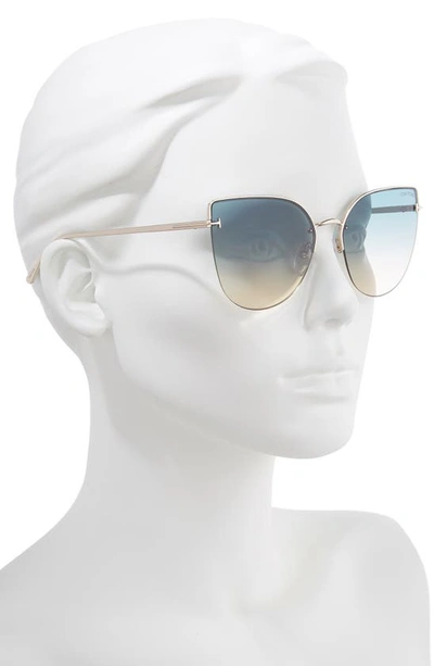 Shop Tom Ford Ingrid 60mm Cat Eye Sunglasses In Rose Gold/ Turquoise To Sand