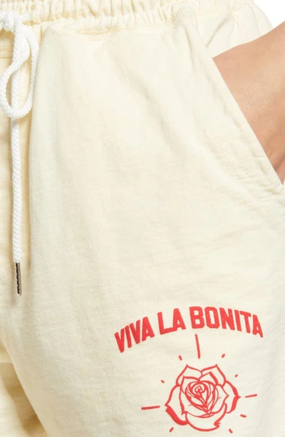 Shop Viva La Bonita Where The Mujeres Dream Big Cotton Shorts In Cream