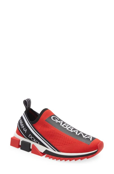 Shop Dolce & Gabbana Sorrento Logo Slip-on Sneaker In 89873 Red/black