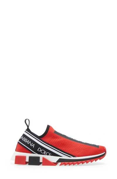 Shop Dolce & Gabbana Sorrento Logo Slip-on Sneaker In 89873 Red/black