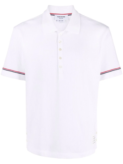 Shop Thom Browne Rwb Stripe Polo Shirt In White