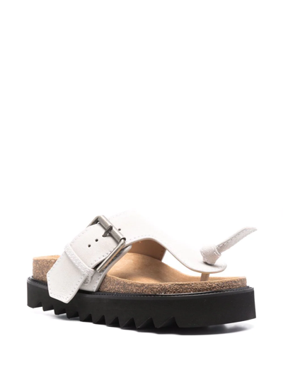 Shop Acne Studios Buckled Flat Slides In Weiss