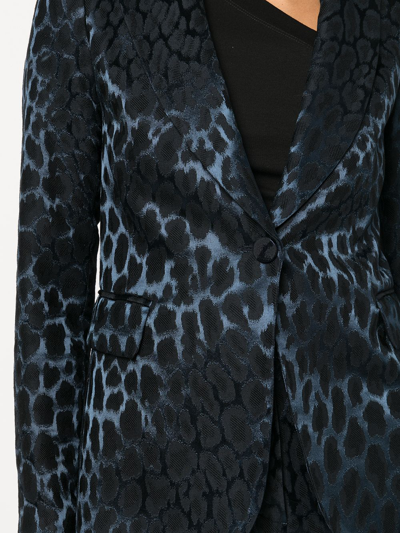 Shop Adam Lippes Leopard-jacquard Single-breasted Blazer In Blue