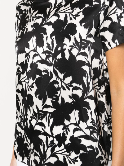 Shop Adam Lippes Floral-print Silk T-shirt In Black