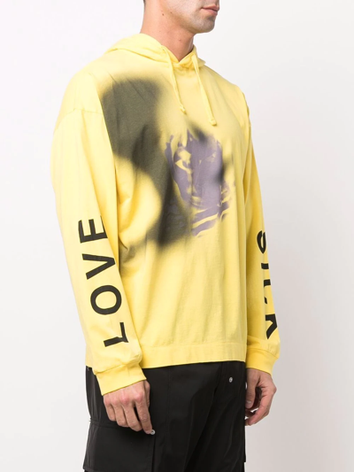 Shop Alyx Graphic-print Drawstring Hoodie In Yellow