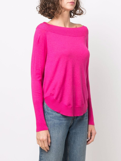 Shop Snobby Sheep Ribbed-knit Off-shoulder Top In Rosa