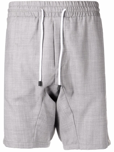 Shop Kiton Drawstring Waist Wool Shorts In Grau