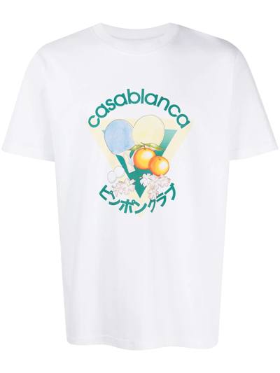 Shop Casablanca Ping Pony Club T-shirt In Weiss