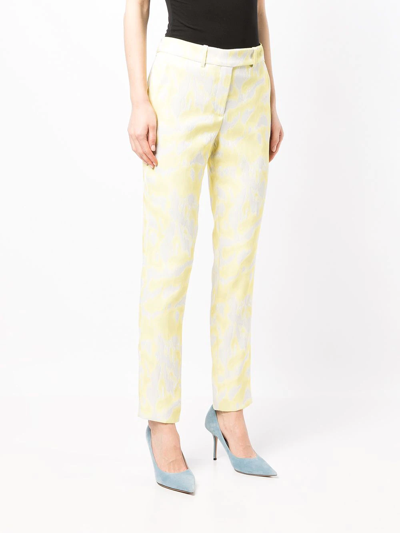 Shop Paule Ka Jacquard Watercolour Straight-leg Trousers In Gelb