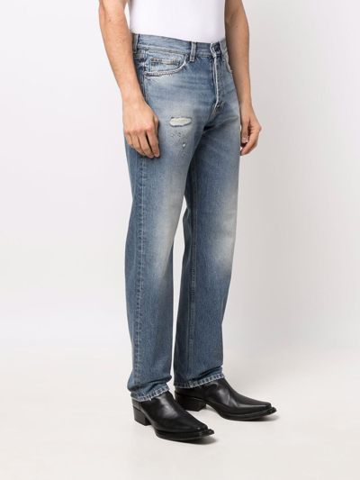 Shop Sunflower Distressed Straight-leg Jeans In Blau