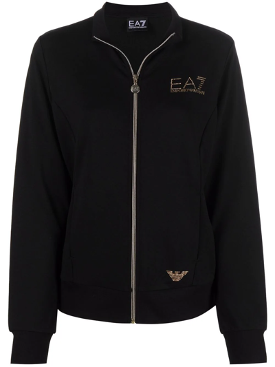 Ea7 Studded-logo Track Jacket In Schwarz