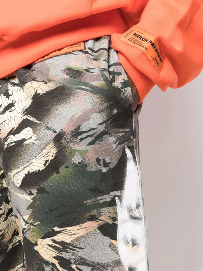 Shop Heron Preston Camouflage-print Track Shorts In Grün