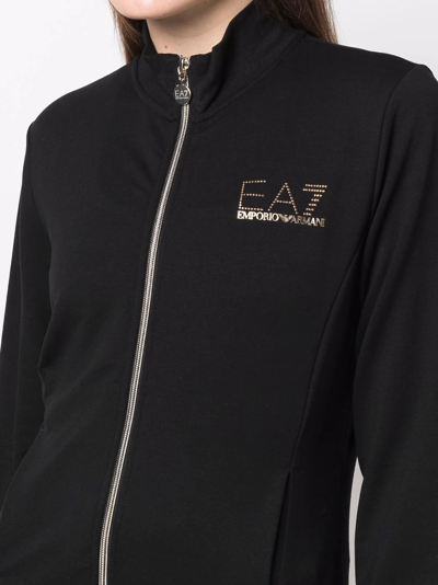 Ea7 Studded-logo Track Jacket In Schwarz