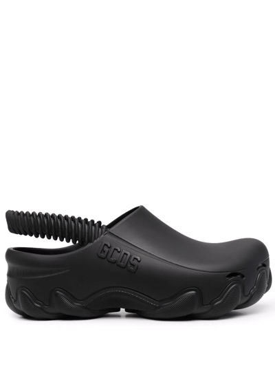 Shop Gcds Embossed-logo Slingback Clogs In Schwarz