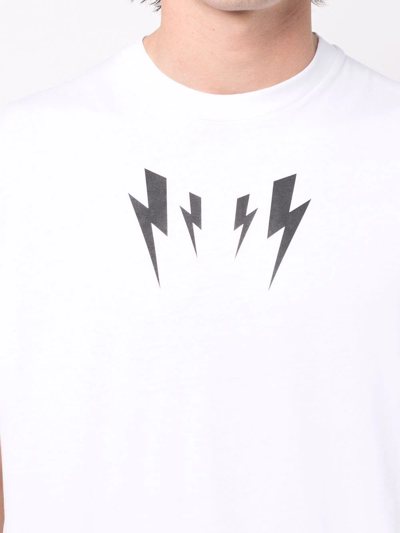 Shop Neil Barrett Thunderbolt Mirror-print Crew-neck T-shirt In Weiss