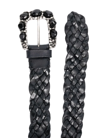 Shop P.a.r.o.s.h Embellished-buckle Belt In Schwarz