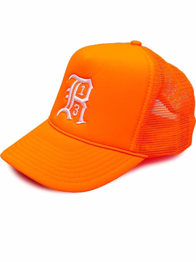 Shop R13 Embroidered Logo Baseball Cap In Orange