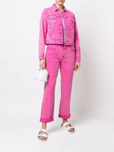 Shop Michael Michael Kors Mid-rise Straight Jeans In Rosa