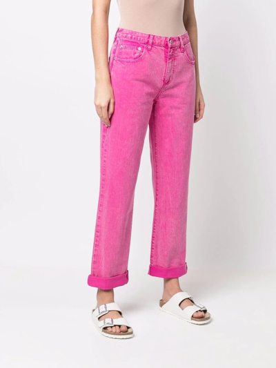 Shop Michael Michael Kors Mid-rise Straight Jeans In Rosa