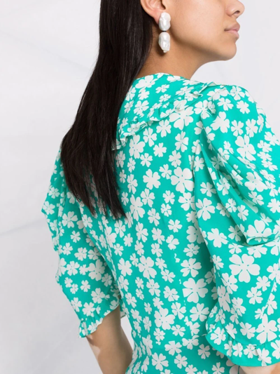 Shop Miu Miu Floral-print Silk Maxi Dress In Green