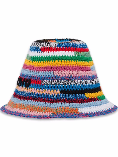 Shop Miu Miu Logo-embroidered Knitted Hat In Multicolour