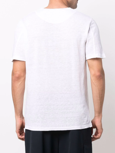 Shop 120% Lino Short-sleeve Linen T-shirt In Weiss