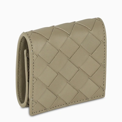 Shop Bottega Veneta Taupe Intrecciato Coin Purse In Grey