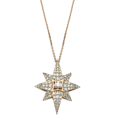 Shop Bee Goddess Rose Gold And Diamond Venus Star Necklace In White