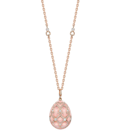 Shop Fabergé Rose Gold, Diamond And Guilloché Enamel Heritage Necklace In Pink