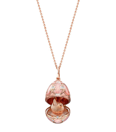 Shop Fabergé Rose Gold And Diamond Heritage Hen Egg Locket Necklace In Pink
