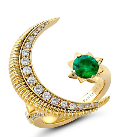 Shop Fabergé Yellow Gold, Diamond And Emerald Colours Of Love Hilal Crescent Ring