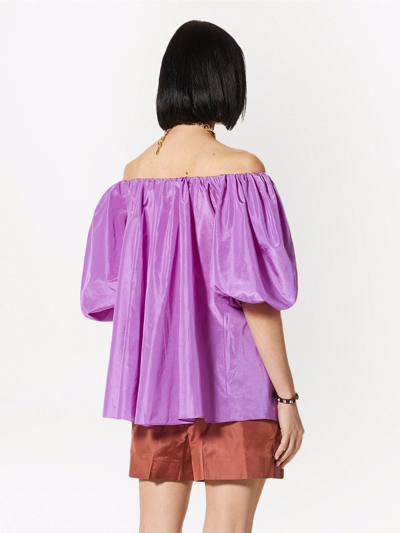 Shop Valentino Top In Washed Taffetas In Violet