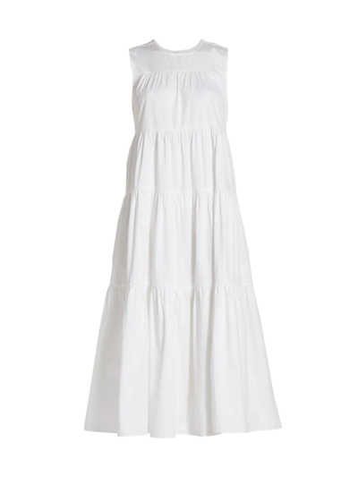 Shop Co Women's Essentials Sleeveless Tiered Poplin Midi Dress In White