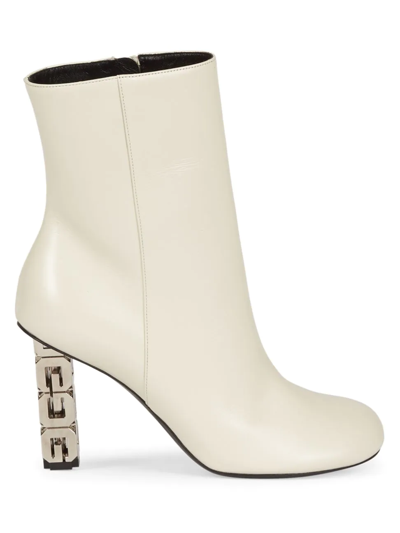 Shop Givenchy Women's Gcube Leather Ankle Boots In Ivory