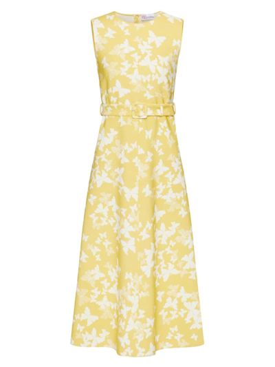 Shop Red Valentino Belted Butterfly Midi-dress In Canary
