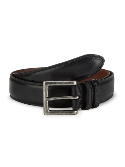 Shop Saks Fifth Avenue Men's Collection Shrunken Calfskin Leather Belt In Moonless