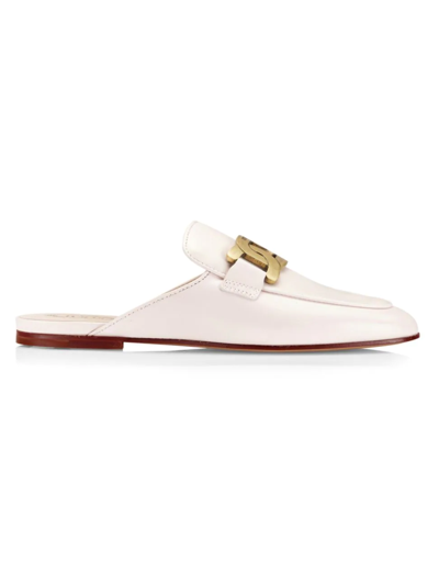 Shop Tod's Women's 79a Kate Chain Leather Mules In White