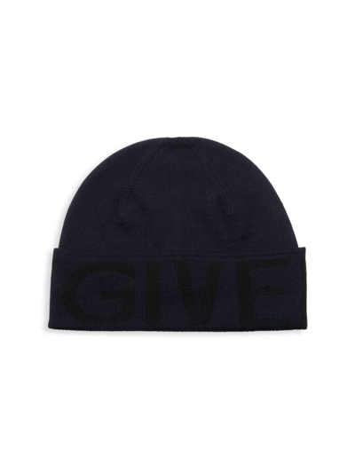 Shop Givenchy Men's Logo Wool Beanie In Night Blue