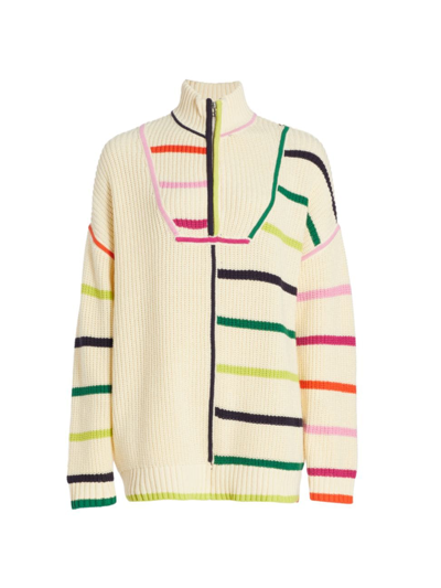 Shop Staud Women's Hampton Striped Oversized Sweater In Cream Rainbow Multi