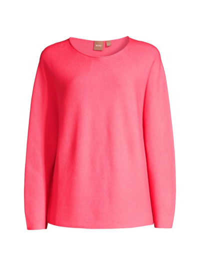 Shop Hugo Boss Women's Falanda Cotton-blend Pullover Sweatshirt In Pink Lemon