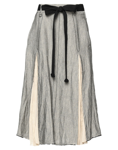 Shop High Woman Midi Skirt Grey Size 2 Linen, Virgin Wool, Acetate, Cotton