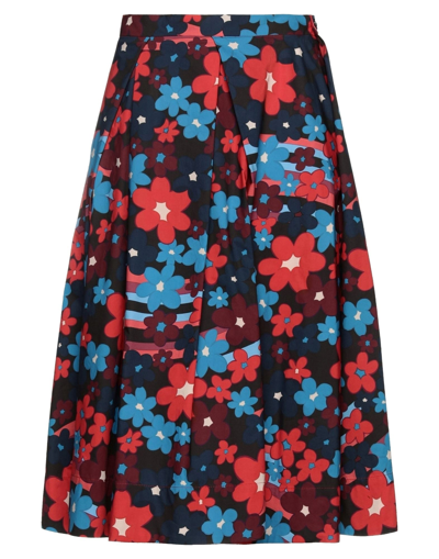 Shop Marni Woman Midi Skirt Midnight Blue Size 6 Cotton