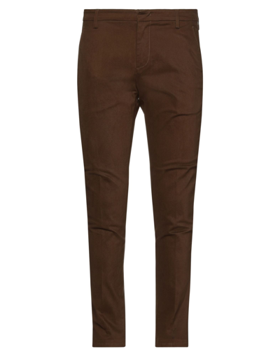 Shop Dondup Man Pants Dark Brown Size 30 Cotton, Elastane
