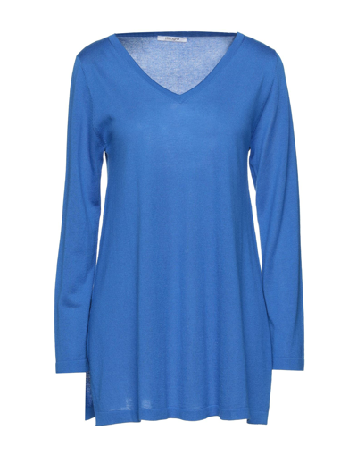 Shop Kangra Cashmere Kangra Woman Sweater Bright Blue Size 6 Silk, Cashmere
