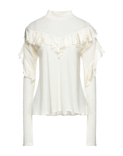 Shop High Woman Turtleneck Ivory Size L Wool, Polyamide, Rayon, Cupro In White