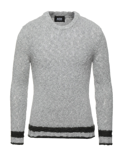 Shop Alpha Studio Man Sweater Light Grey Size 40 Acrylic, Alpaca Wool, Polyacrylic, Merino Wool