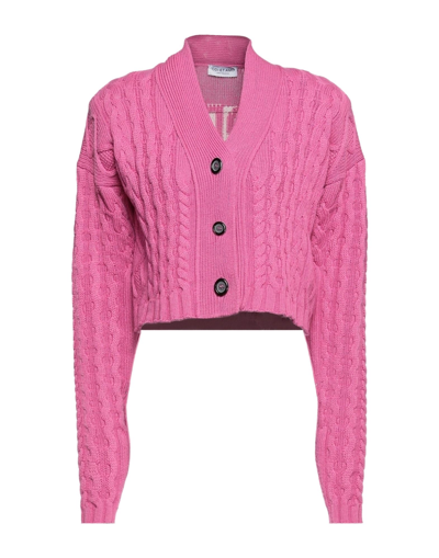 Shop Odi Et Amo Woman Cardigan Fuchsia Size 10 Viscose, Polyamide, Wool, Cashmere In Pink