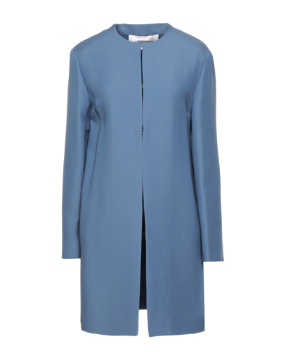 Shop Valentino Overcoats In Sky Blue